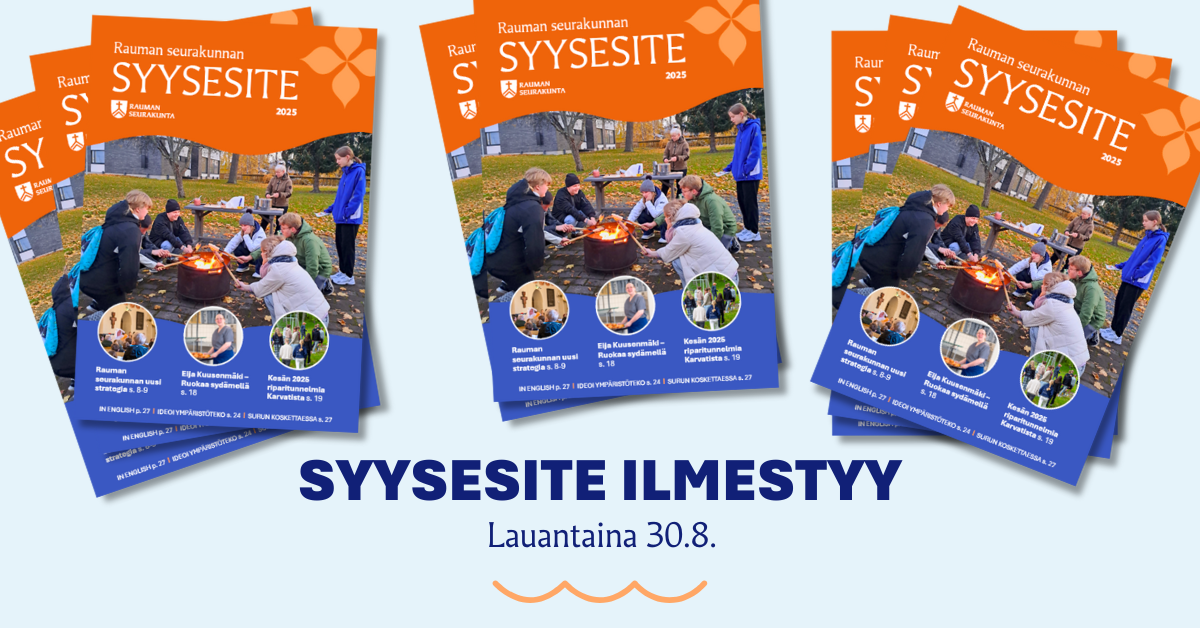 Kolme kuvaa syksyn kausiesitteestä ja teksti: syysesite ilmestyy lauantaina 30.8.