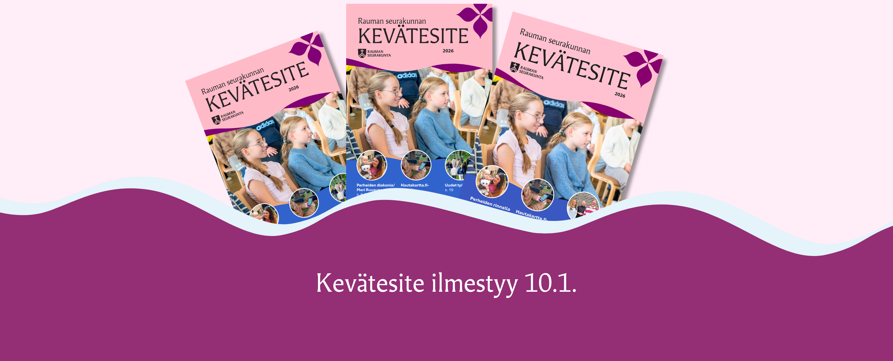Kuve esitteen kannesta. Teksti: Kevätesite ilmestyy 10.1.